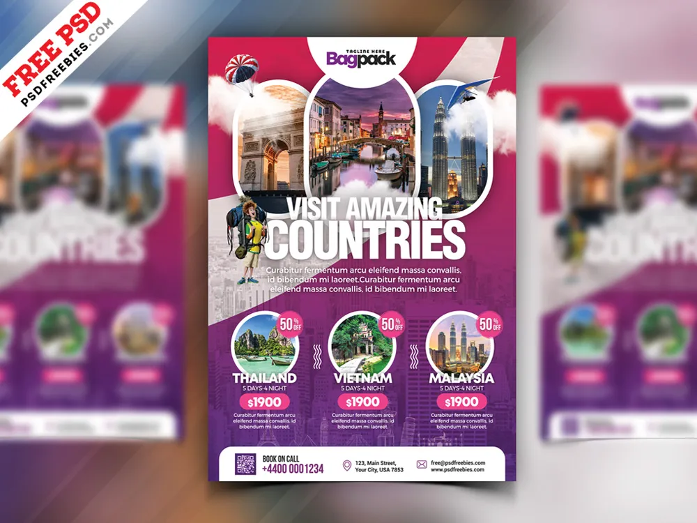 Holiday Travel Packages Flyer Template PSD