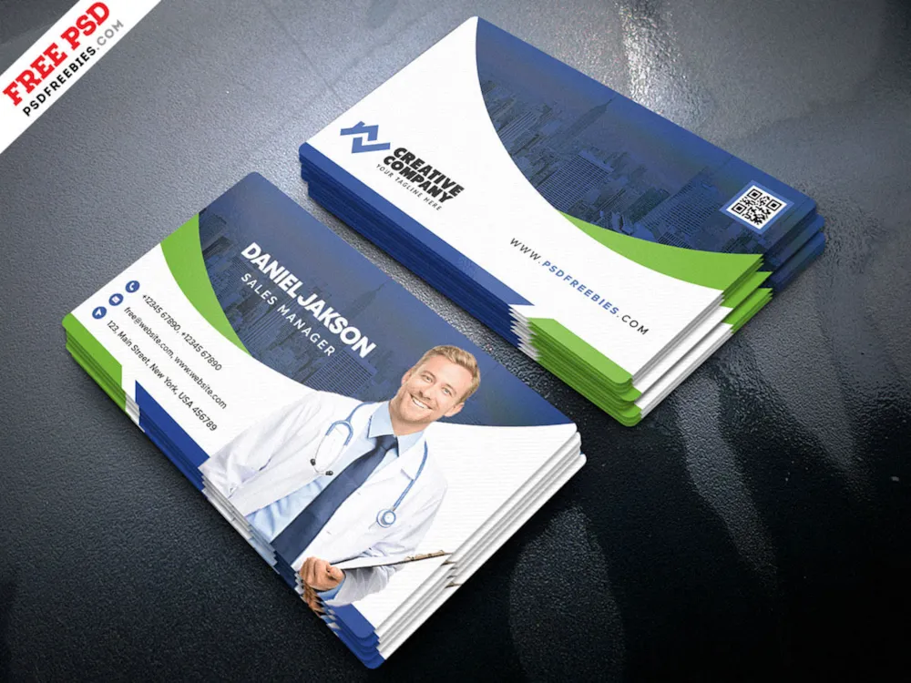 Hospital and Health Care Business Card PSD
