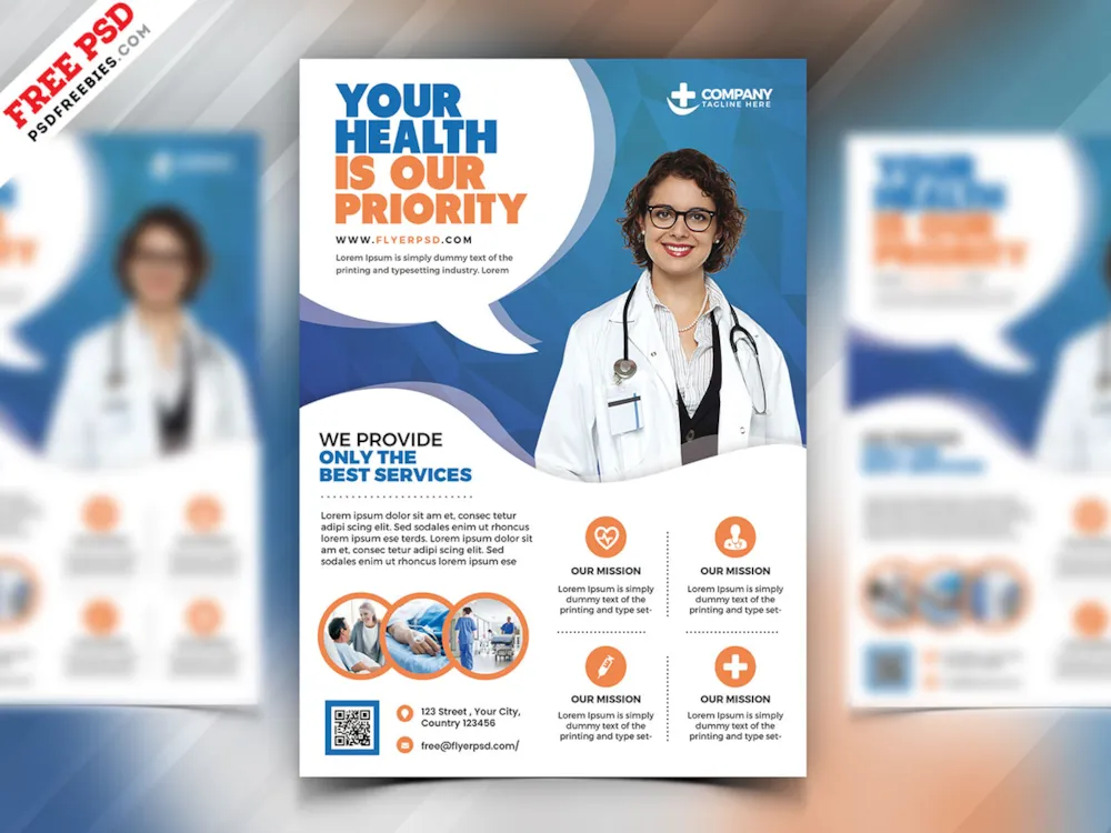 Hospital and Health Care Flyer PSD