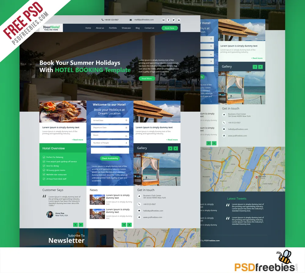 Hotel and Resort Booking Website Template Free PSD