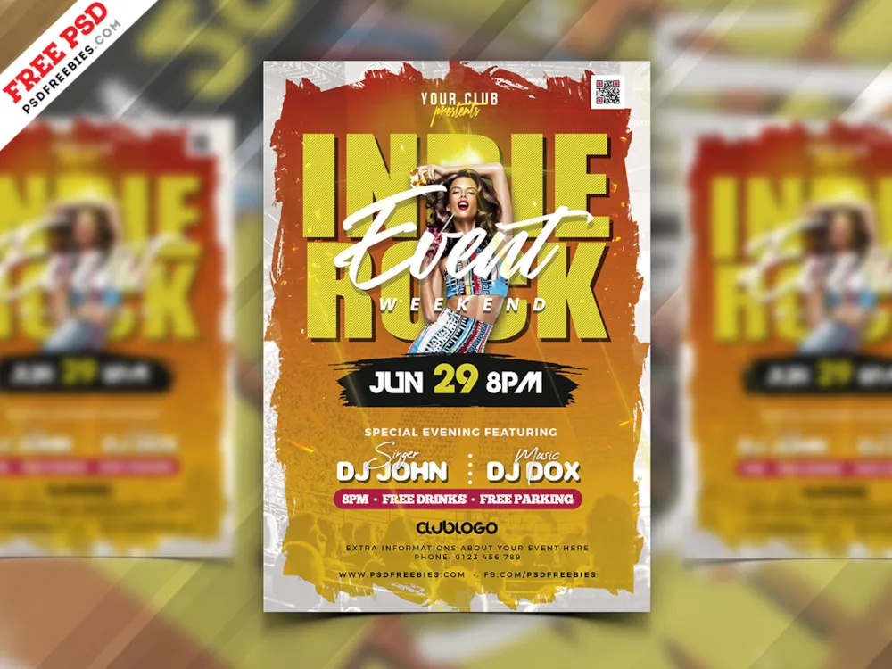Indie Rock Concert Poster Flyer PSD