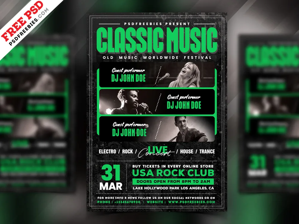 Indie Rock Music Festival Flyer PSD