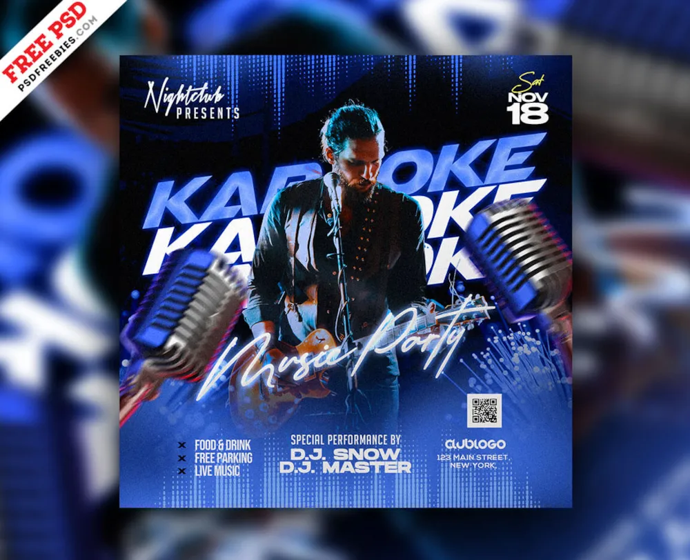 Karaoke Music Event Social Media Post PSD