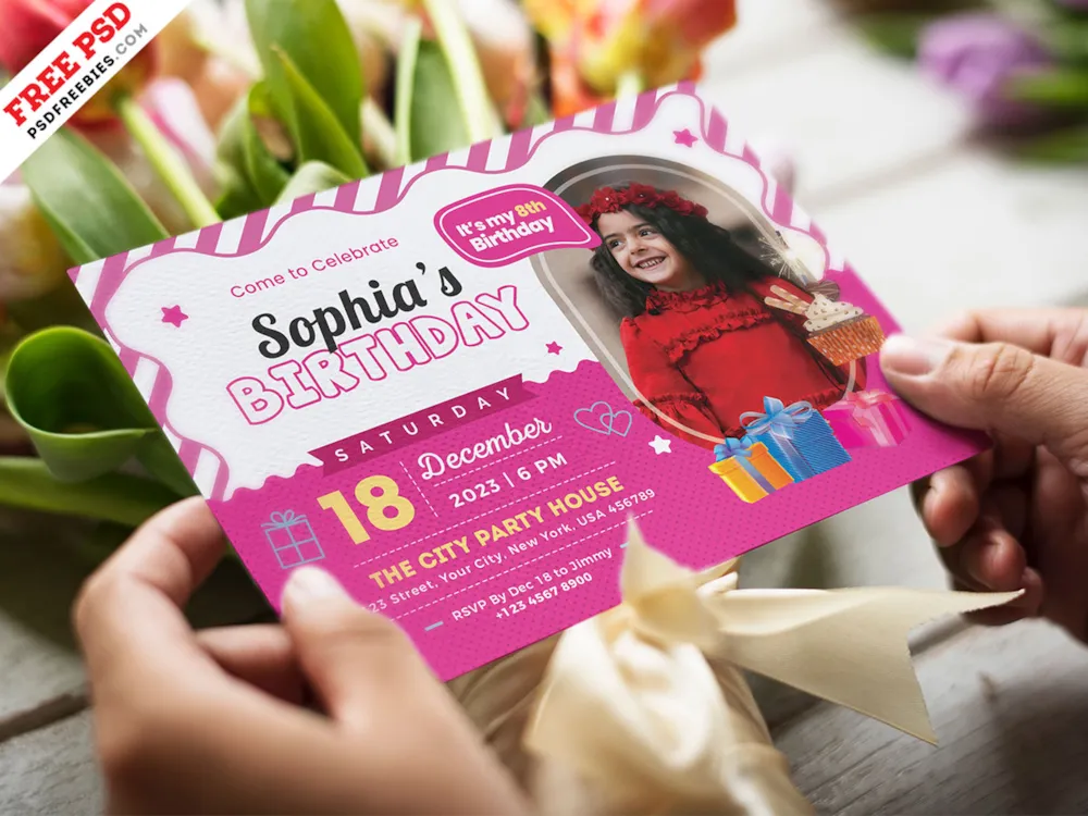 Kids Birthday Party Invitation Template PSD