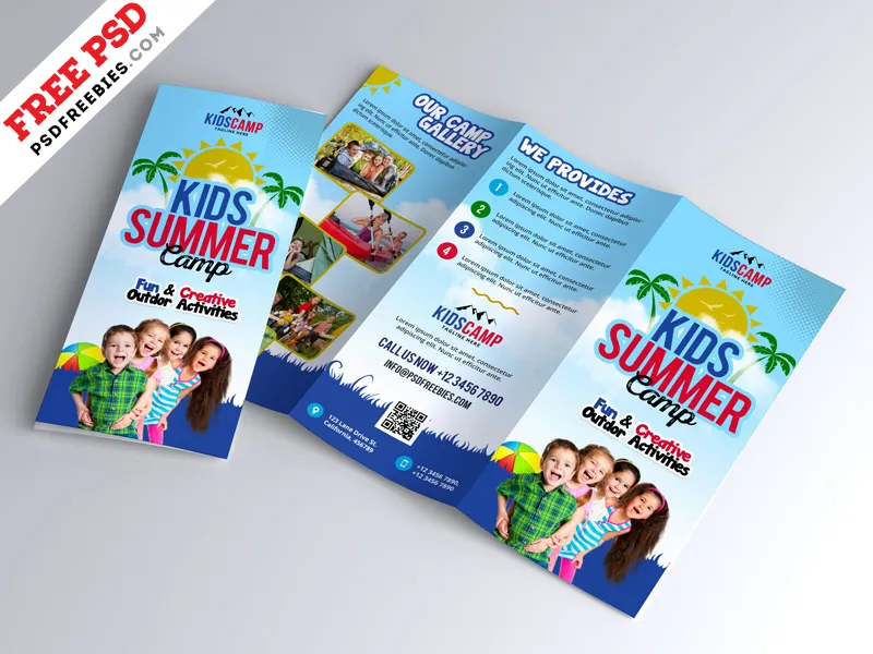 Kids Summer Camp Trifold Brochure Design PSD