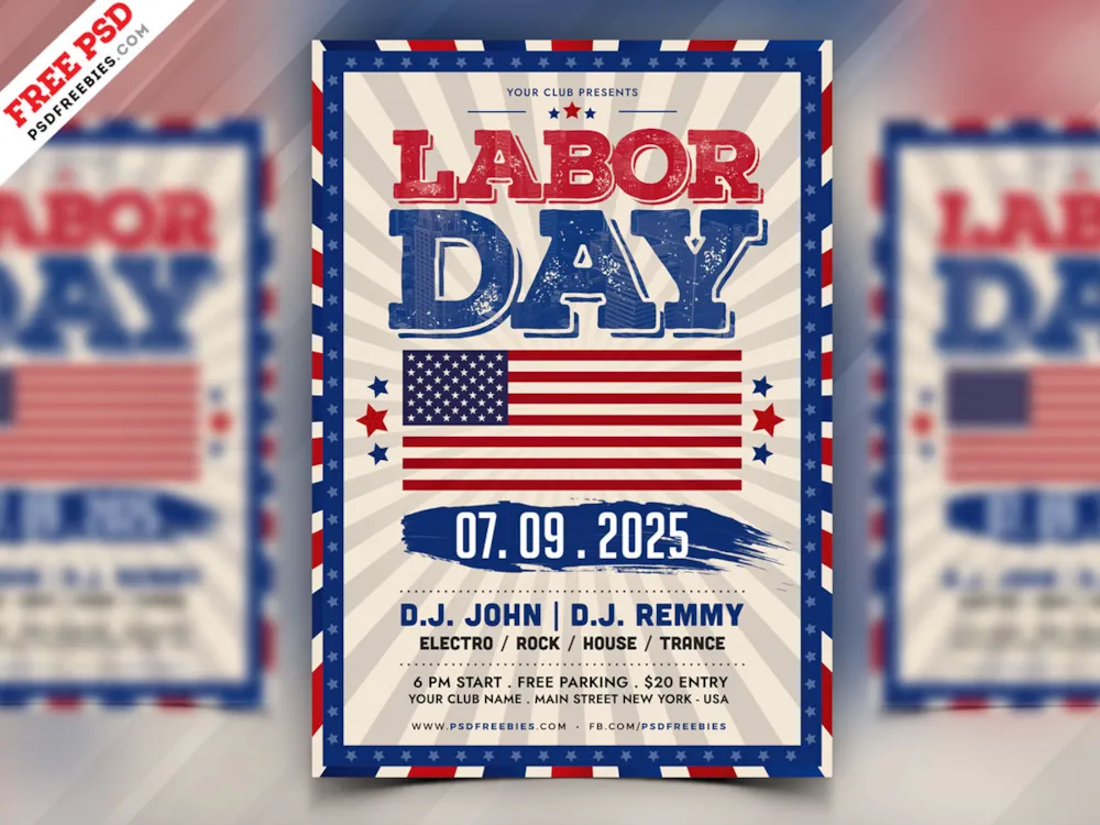 Labor Day Flyer Template PSD