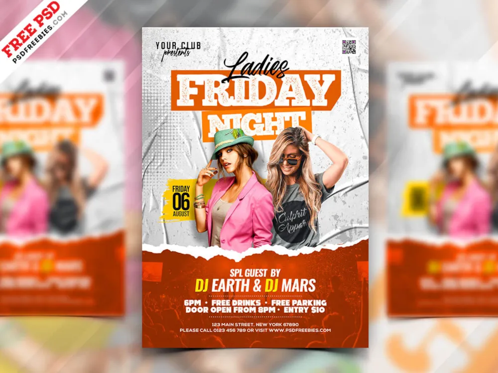 Ladies Friday Night Club Party Flyer PSD