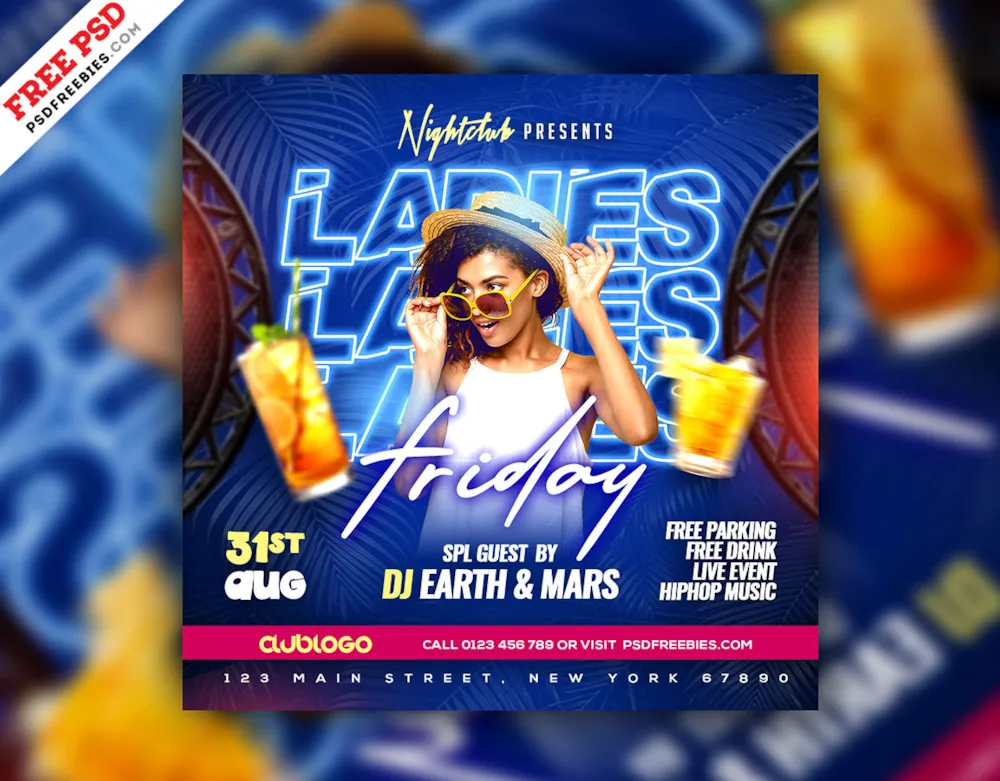 Ladies Night Club Party Instagram Post PSD