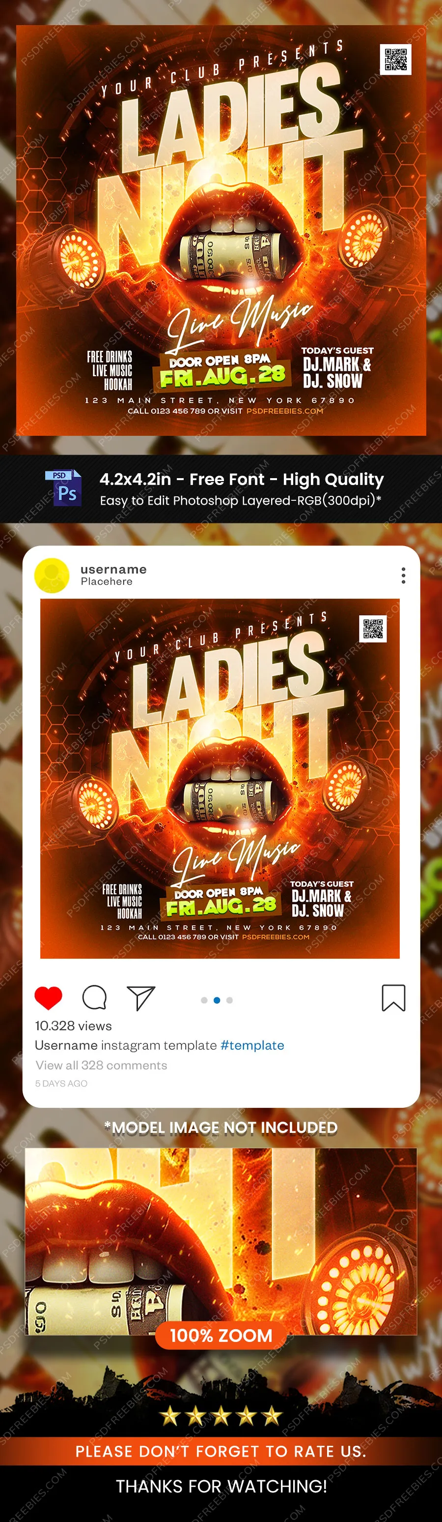 Ladies Night Club Party Post PSD