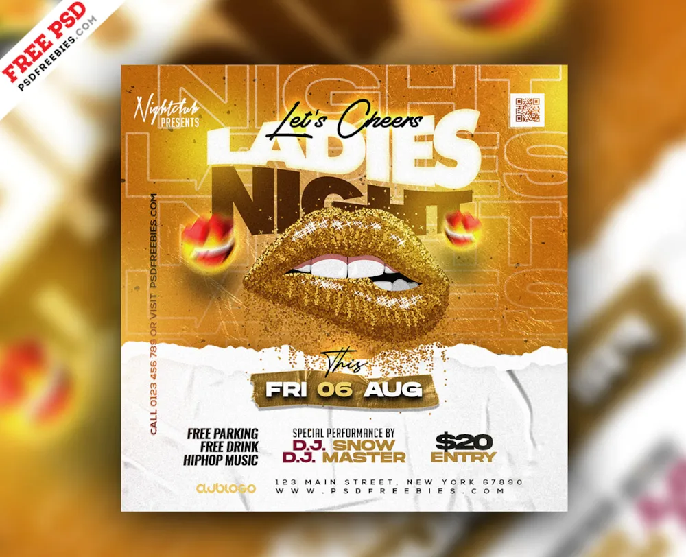 Ladies Night DJ Club Party Instagram Post Design PSD