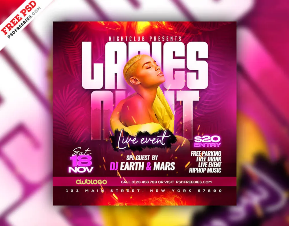 Eventfreebies Ladies Night Event Flyer Social Media Post PSD | PSDFreebies.com