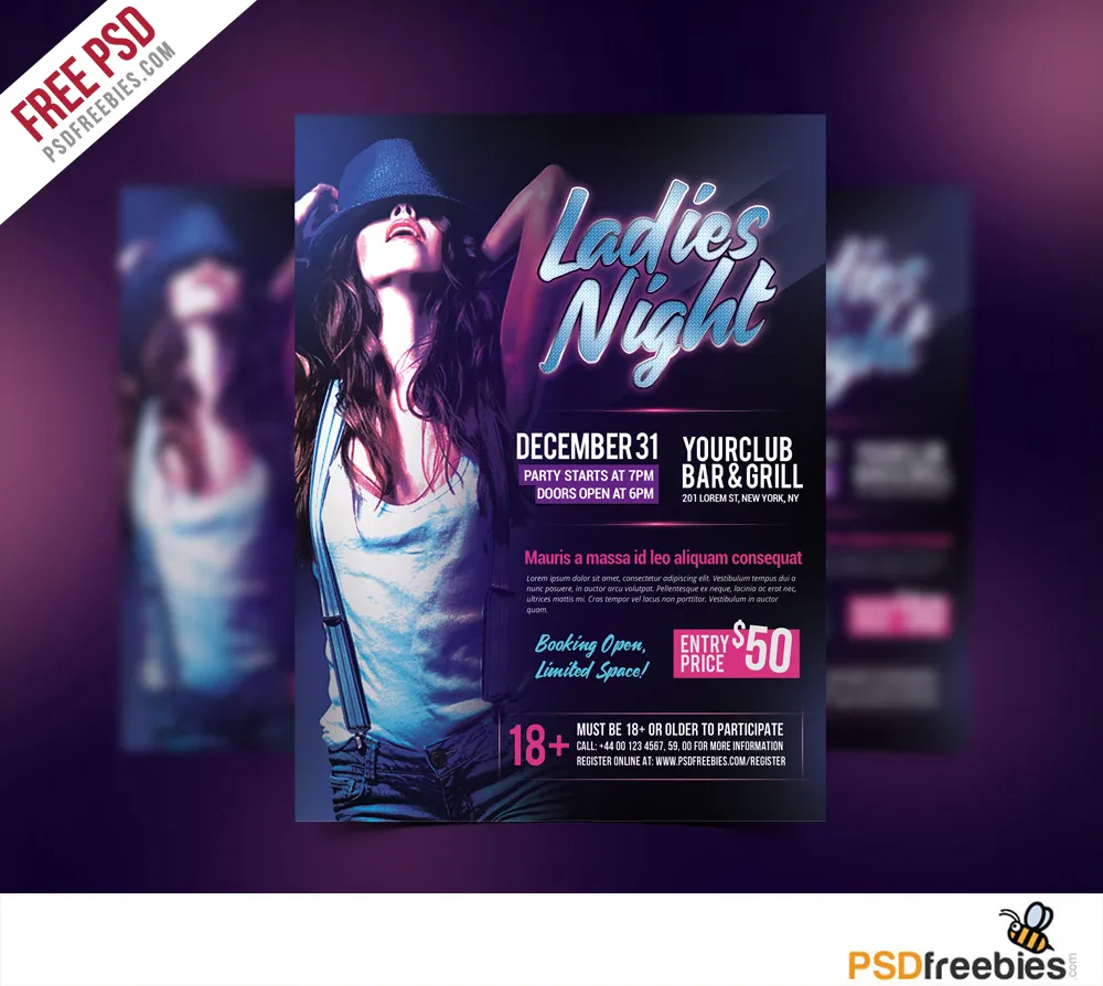 Ladies Night Flyer Free PSD Template