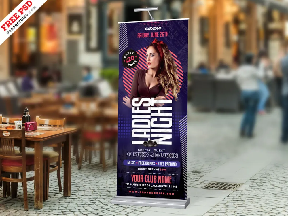 Ladies Night Party Roll-Up Banner PSD