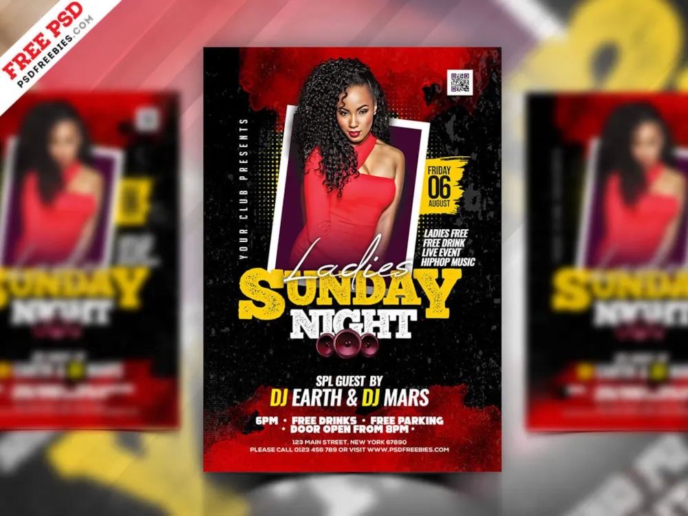 Ladies Sunday Night Party Flyer PSD