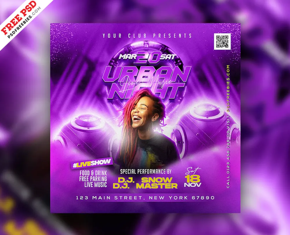 Live Music Event Party Social Media Post PSD