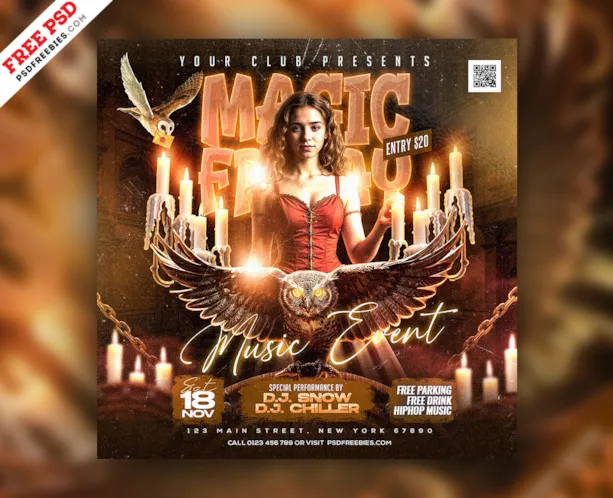 Magic Friday Music Party Post PSD