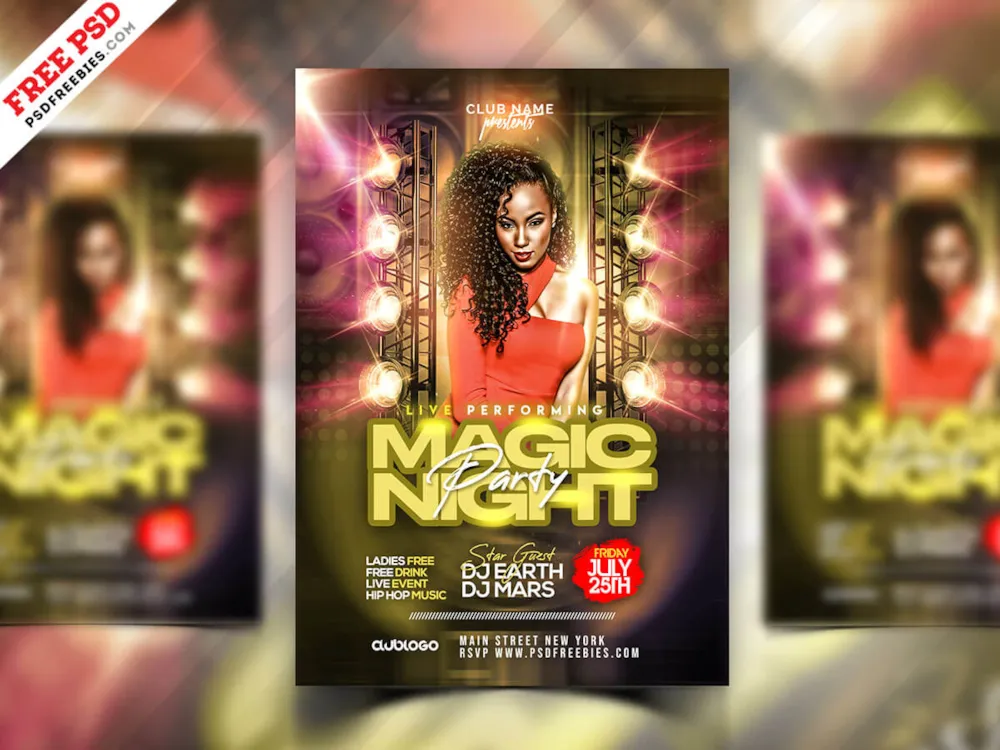 Magic Party Night Event Flyer PSD Template