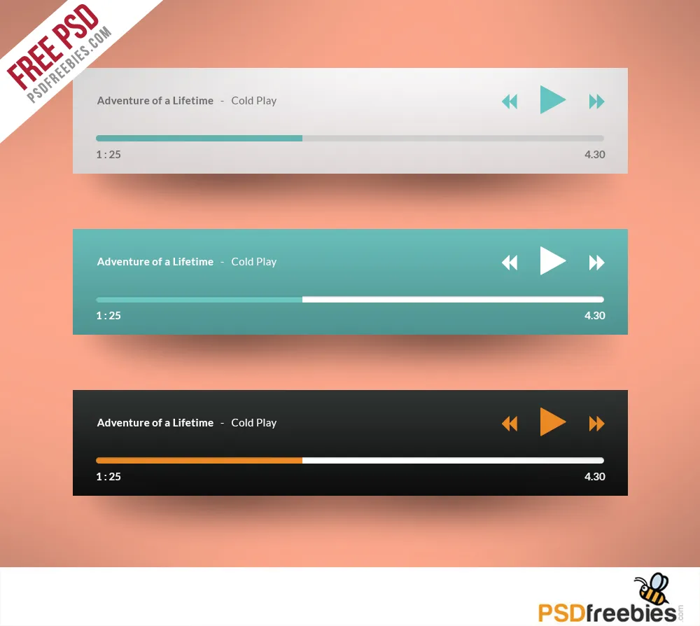 Media player Application Flat Design Free PSD
