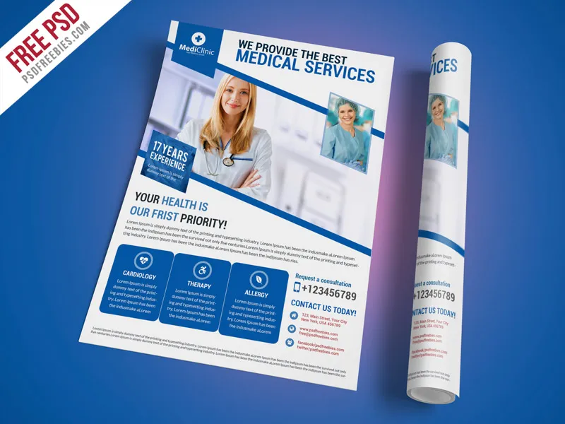 Medical Services Flyer Template Free PSD