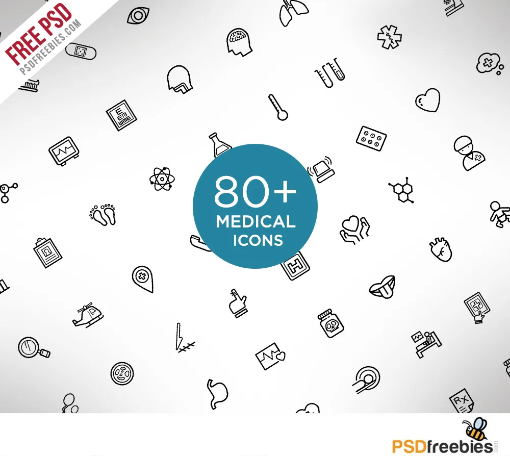 Medical and Science Outline Icon Set Free PSD