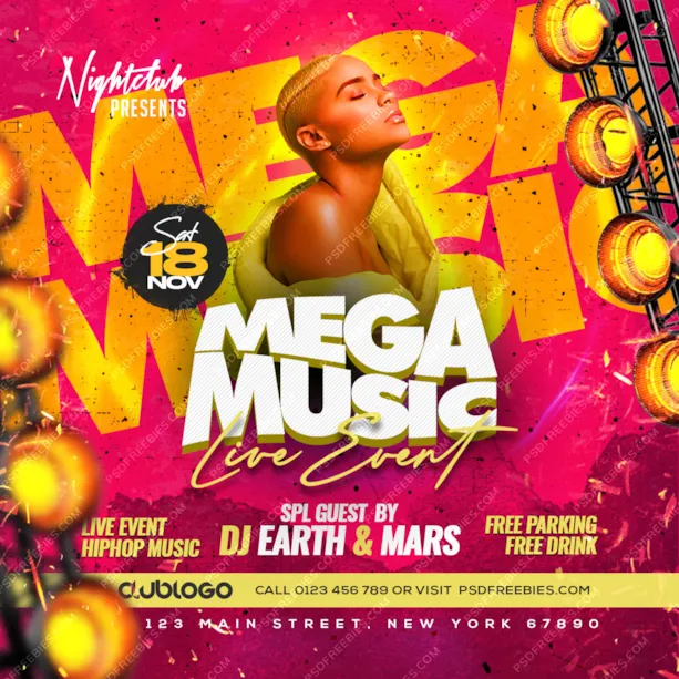 Mega Music Concert Party Instagram Post Banner PSD