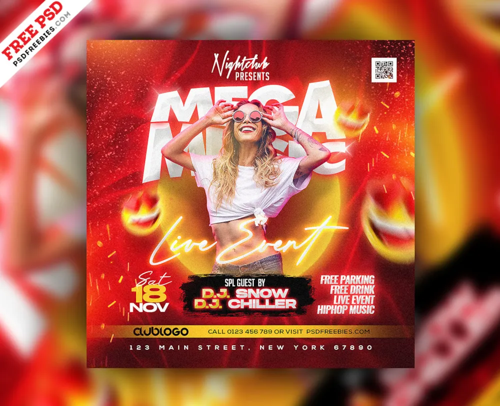 Mega Music Festival Party Instagram Post PSD