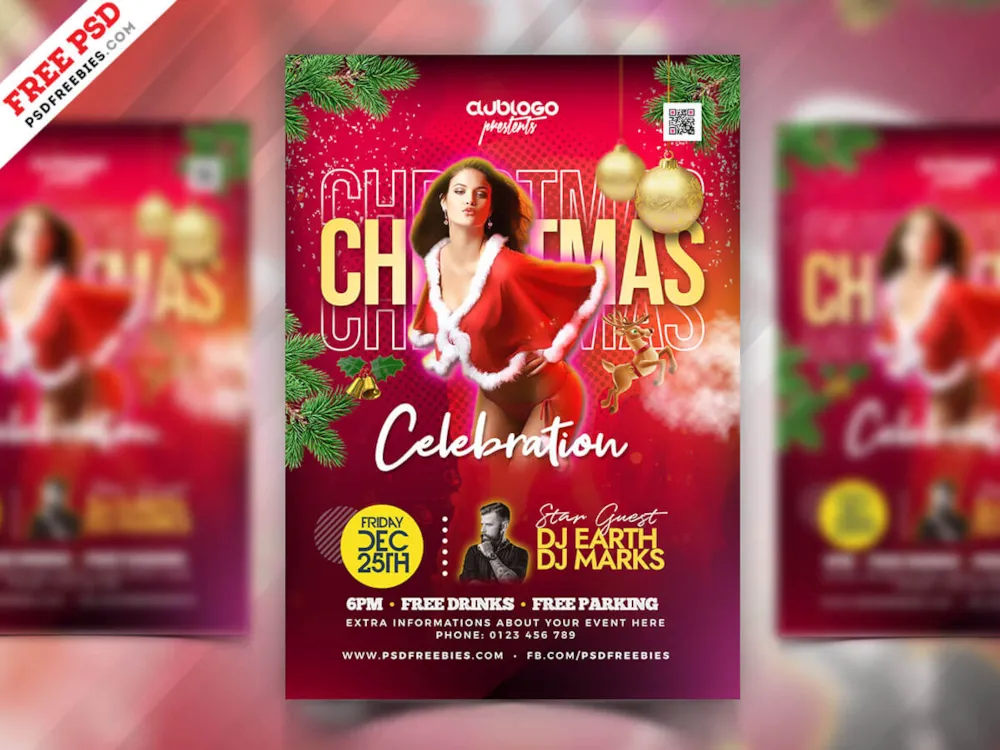 Merry Christmas Celebration Event Flyer PSD