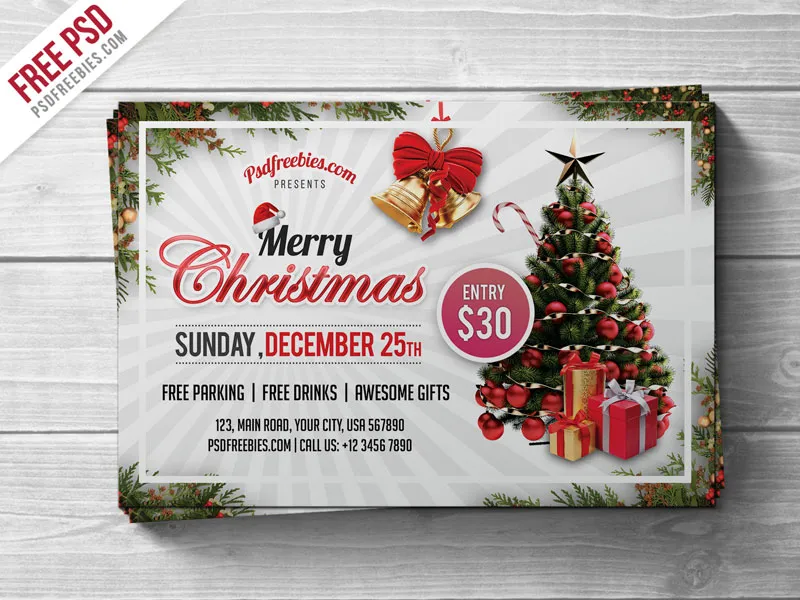 Merry Christmas Party Flyer PSD Template