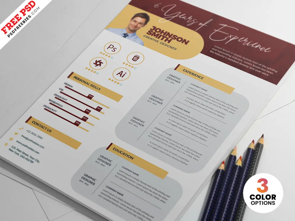 Minimalist Resume CV Design PSD