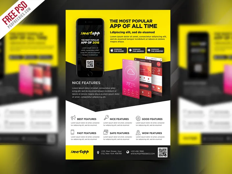 Mobile App Promotion Flyer Template PSD