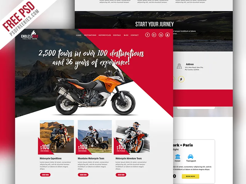 Motorcycle Expedition Company Website PSD