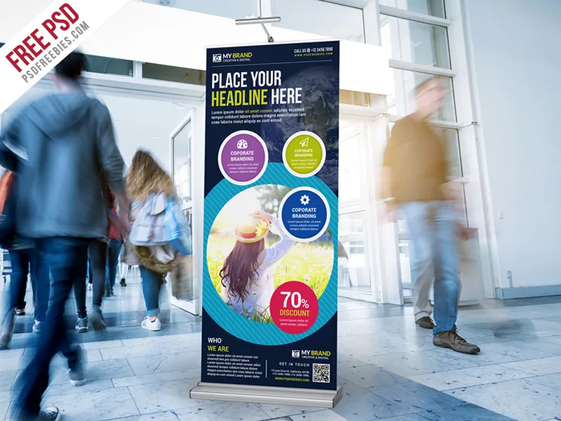 Multipurpose Advertising Roll-Up Banner Free PSD