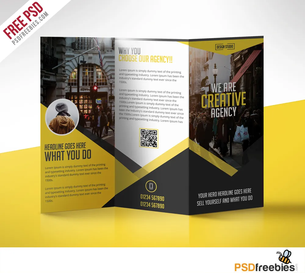 Multipurpose Trifold Business Brochure Free PSD Template