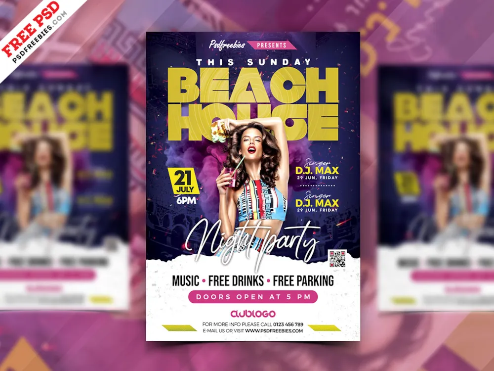 Music Club Party Flyer PSD Template
