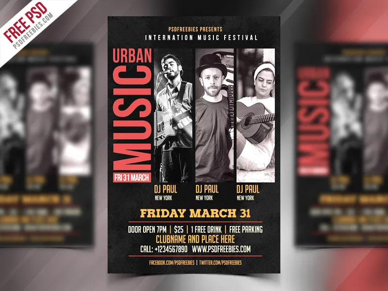 Music Event Flyer Free PSD Template