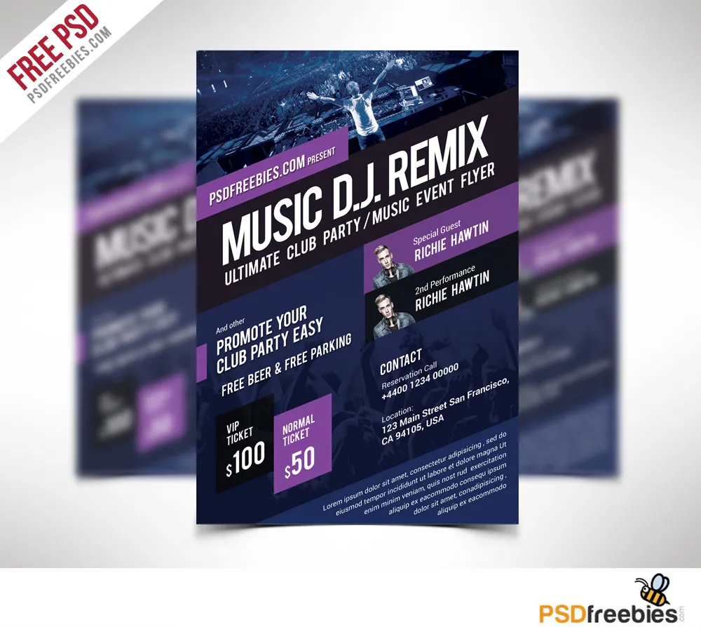 Music Event Flyer Template Free PSD