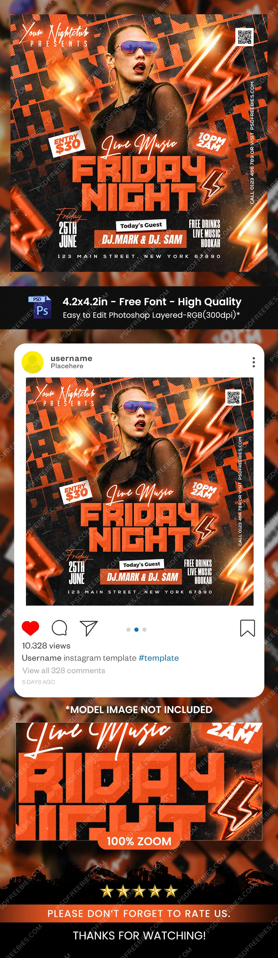 Music Party Instagram Post PSD