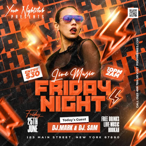 Music Party Instagram Post PSD