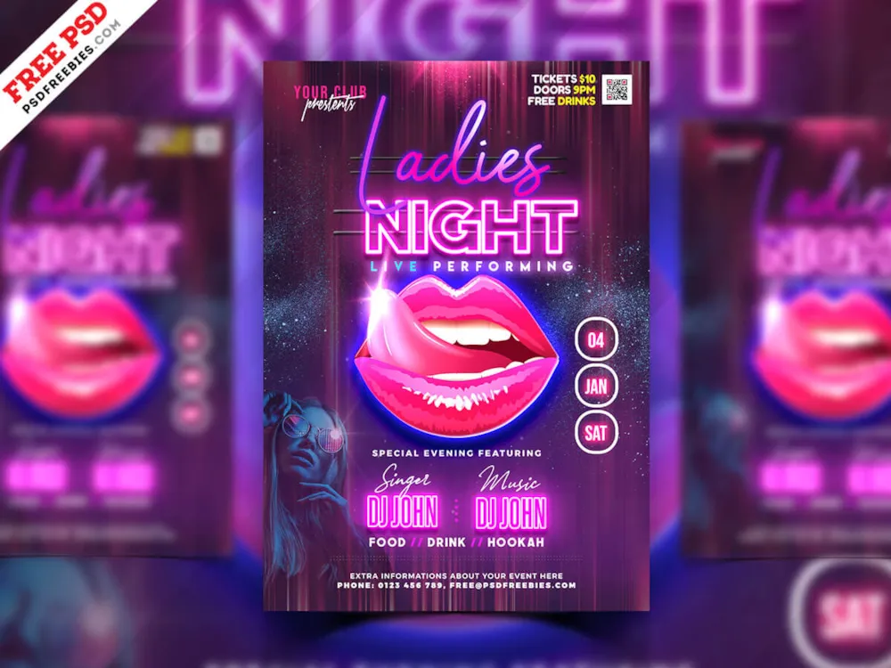 Neon Glow Party PSD Flyer Template