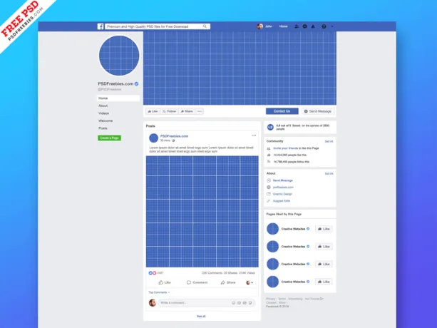 New Facebook Page Mockup 2019 PSD