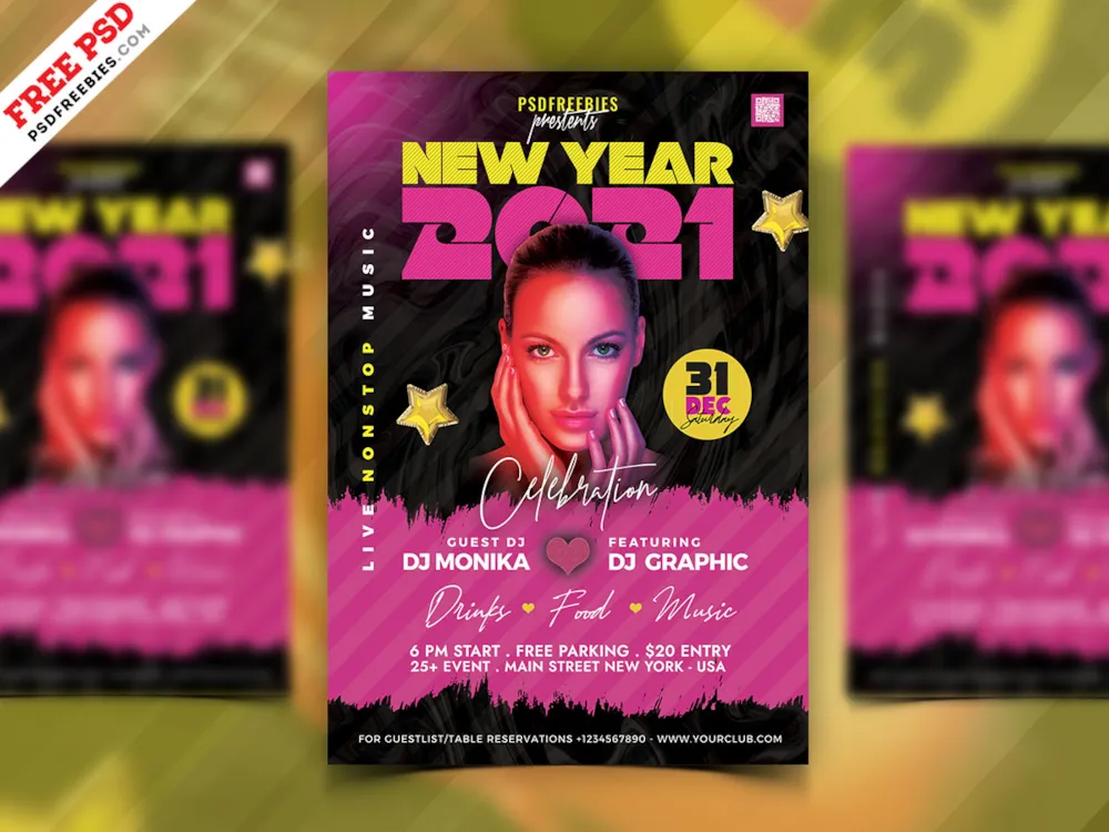 New Year 2021 Party Flyer PSD