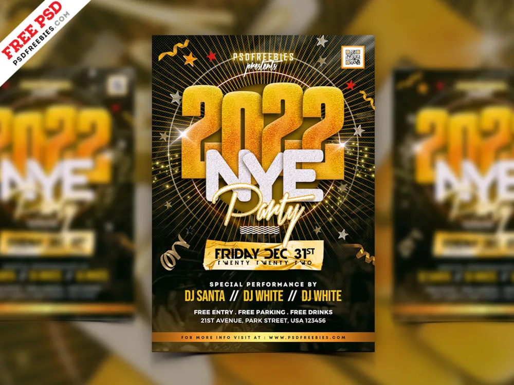 New Year 2022 Party Flyer PSD