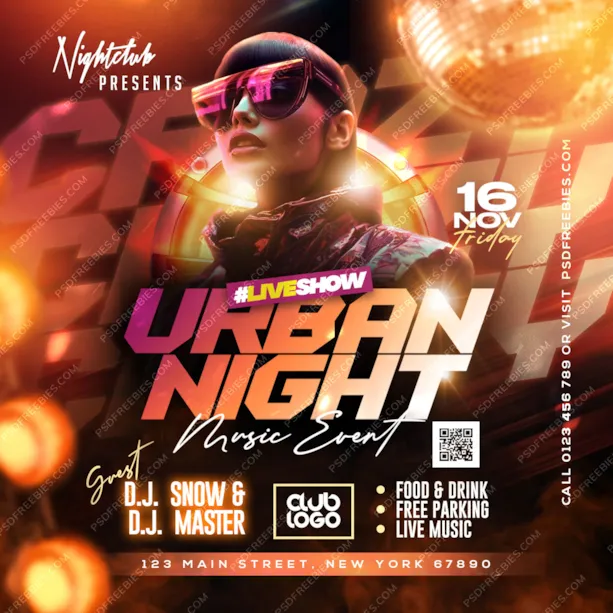 Night Club DJ Party Social Media Post Design PSD