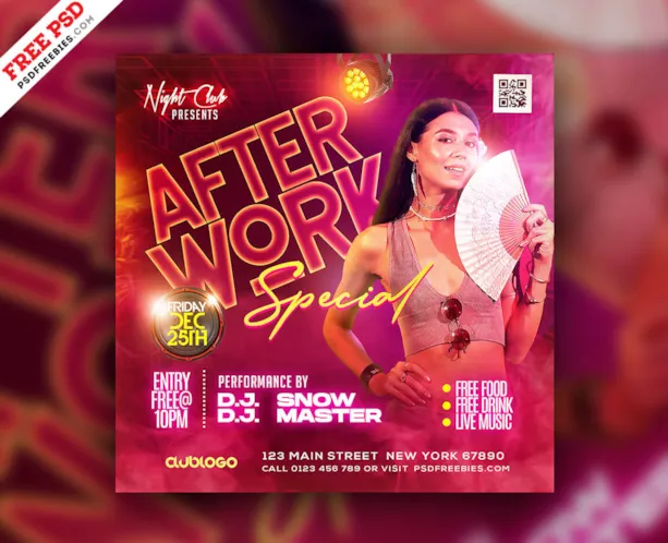 Night Club Friday Party Instagram Post PSD