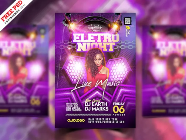 Night Club Live Music Event Party Flyer PSD