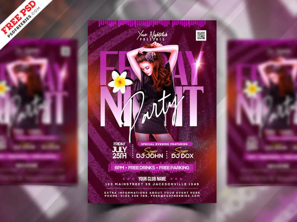 Night Club Party Flyer Social Media Post PSD