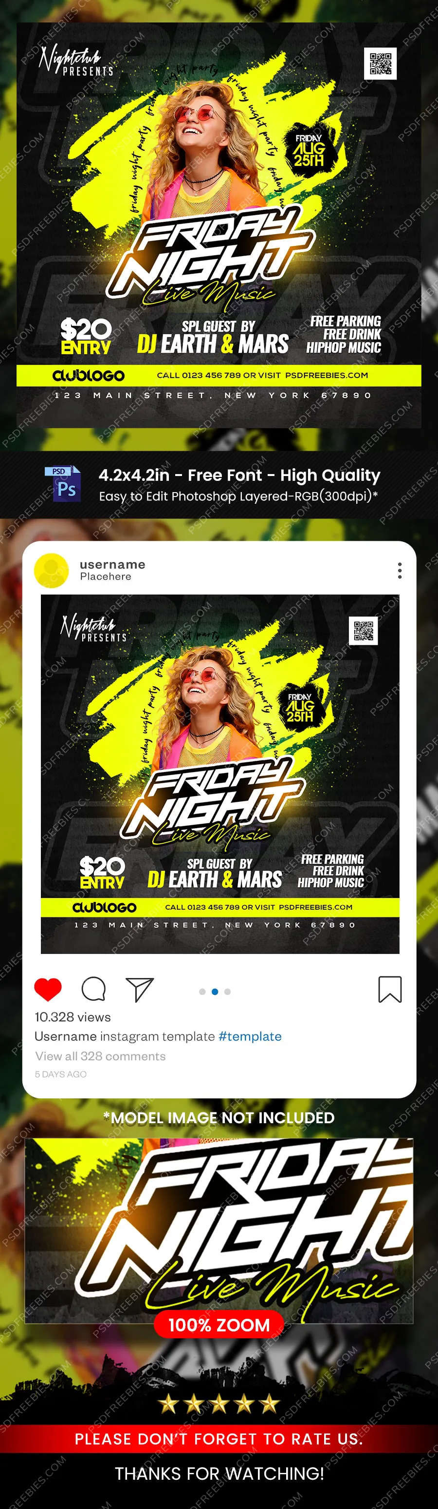 Night Club Party Social Media Post Design PSD