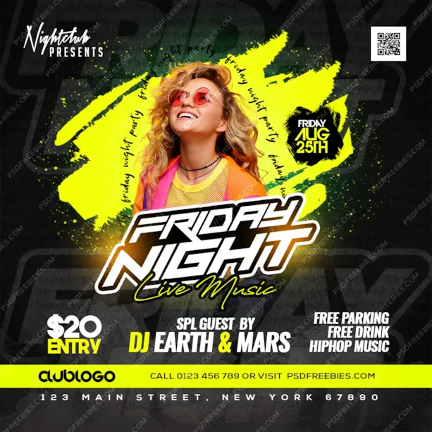 Night Club Party Social Media Post Design PSD