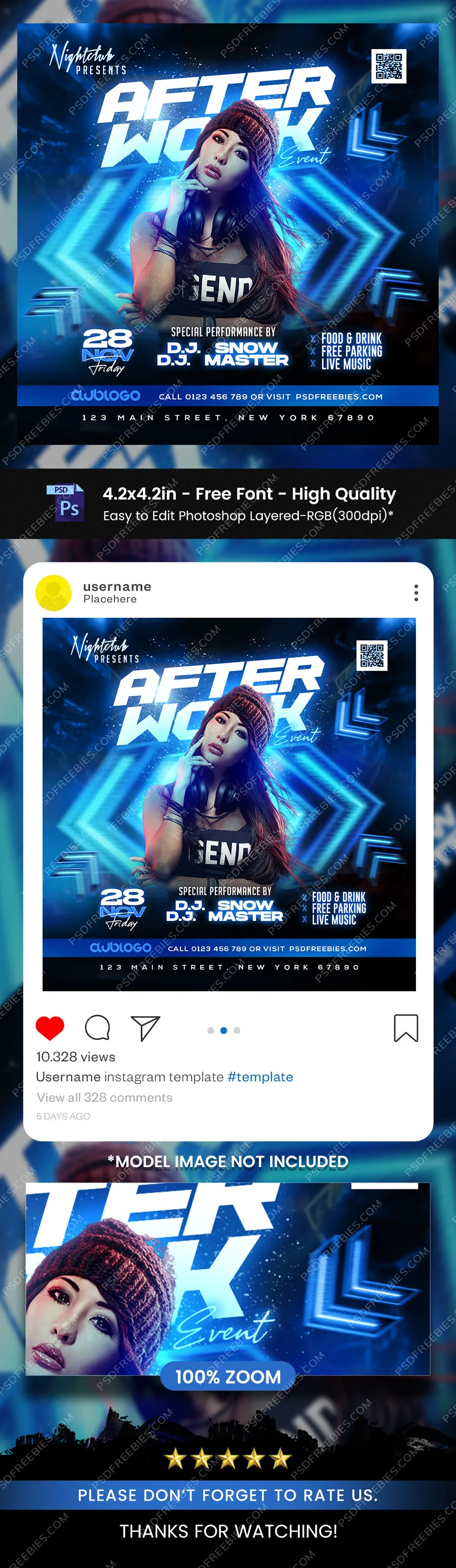 Night Club Party Square Post Design PSD