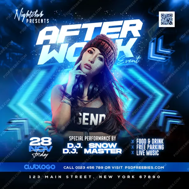 Night Club Party Square Post Design PSD